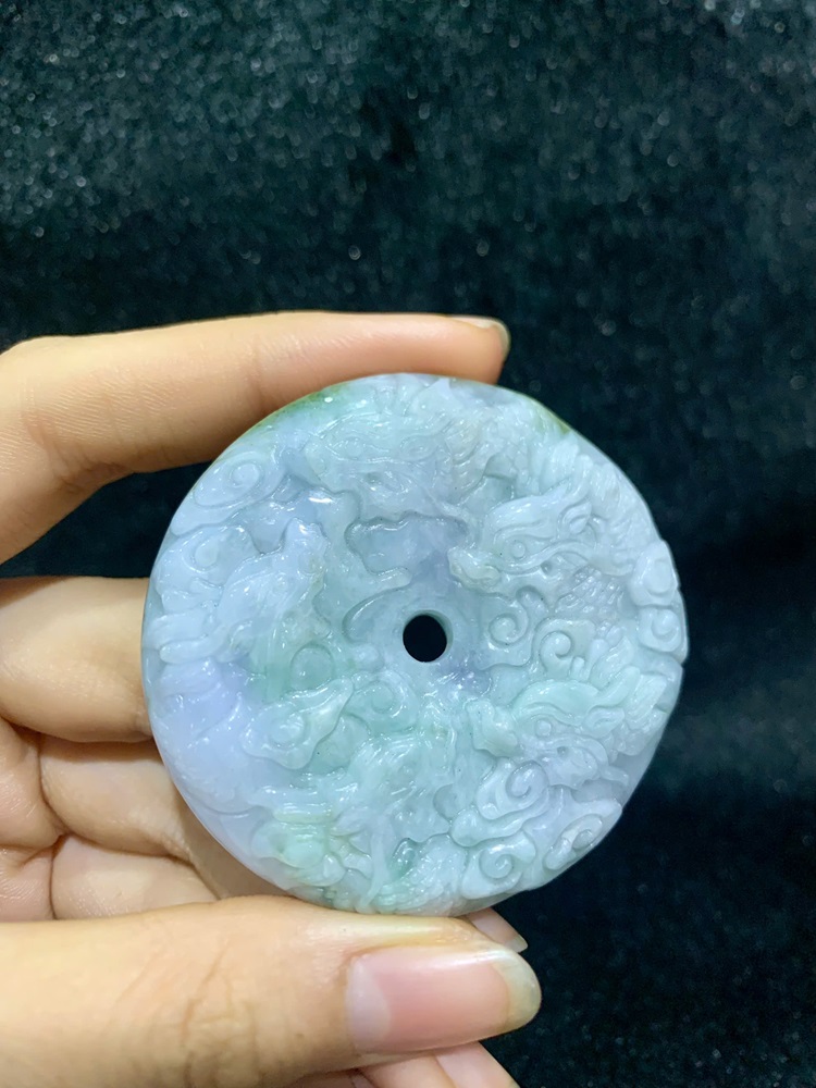 Mặt Dây Chuyền Chạm Rồng Ngọc Cẩm Thạch Phỉ Thuý 52,54mm