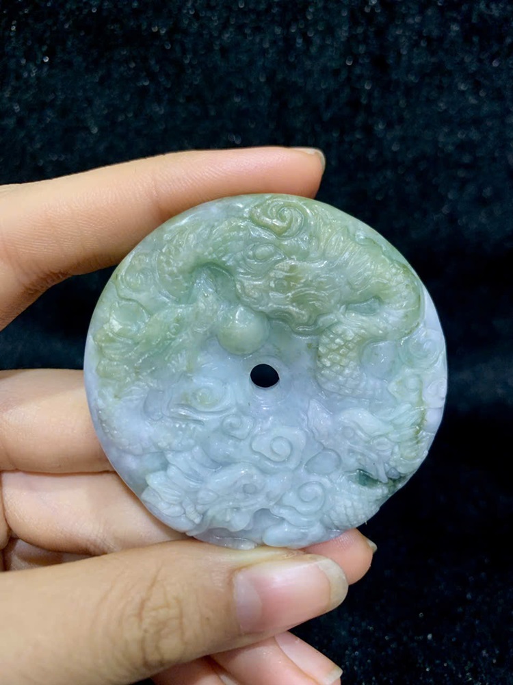 Mặt Dây Chuyền Chạm Rồng Ngọc Cẩm Thạch Phỉ Thuý 52,54mm