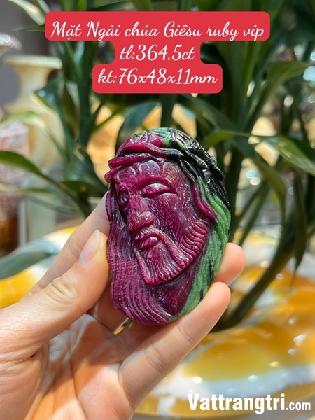 Mặt Ngài chúa Giêsu ngọc ruby vip