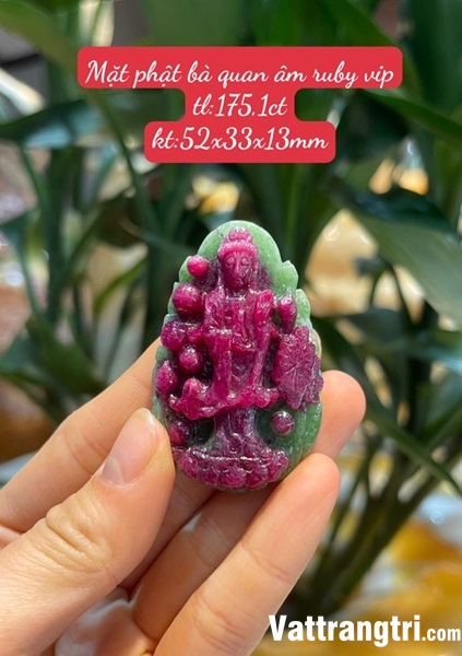 Mặt dây chuyền phật bà quan âm ngọc ruby vip