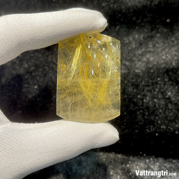 Mặt dây chuyền thạch anh tóc vàng nguyên miếng tự nhiên 40x8x25mm