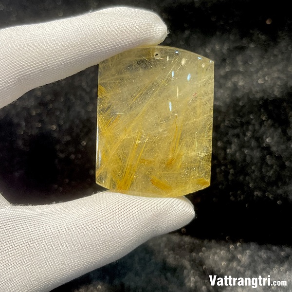 Mặt dây chuyền thạch anh tóc vàng nguyên miếng tự nhiên 40x8x25mm