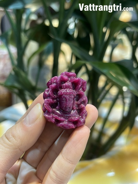 Mặt dây Diện bà quan âm hoa sen ngọc ruby vip