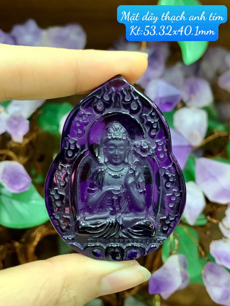 Mặt Dây Phổ Hiền Bồ Tát Thạch Anh Tím 53,32x40,1mm