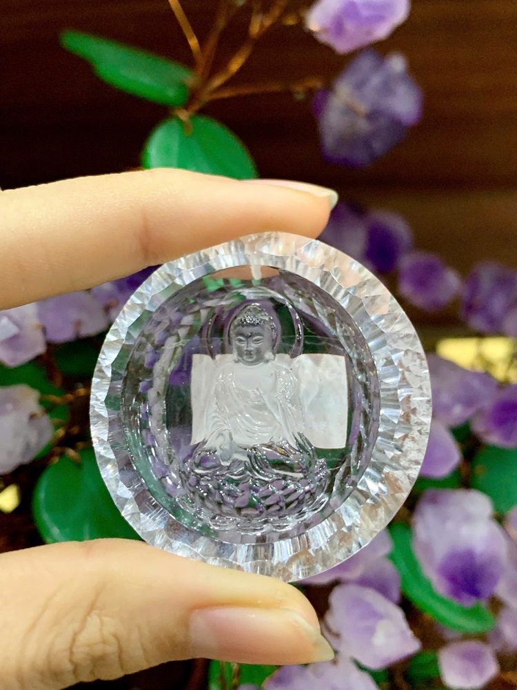 Mặt di lặc thạch anh trắng 42,56mm