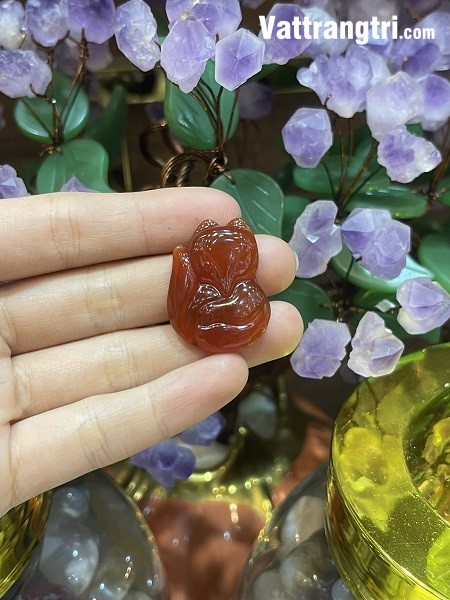 Mặt hồ ly đá quý mã não đỏ 30mm