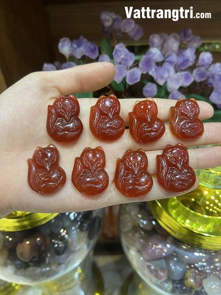 Mặt hồ ly đá quý mã não đỏ 30mm