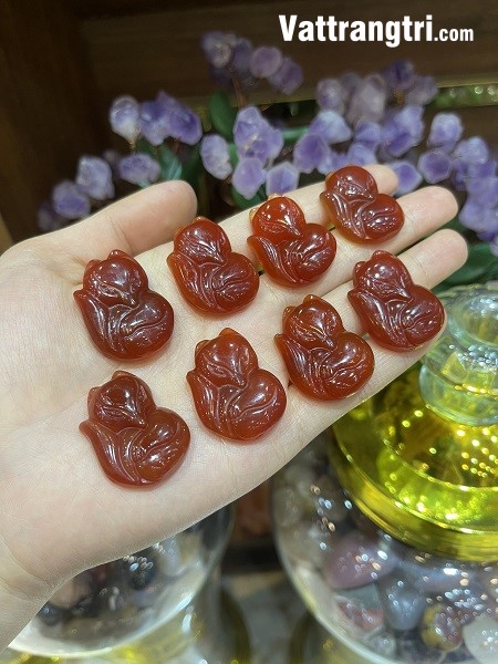 Mặt hồ ly đá quý mã não đỏ 30mm