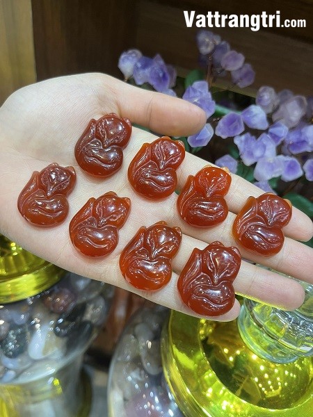 Mặt hồ ly đá quý mã não đỏ 30mm