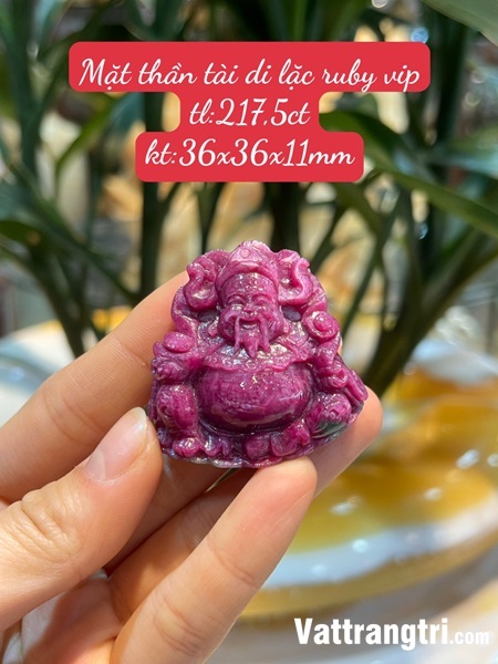 Mặt thần tài di lặc đá quý ruby vip