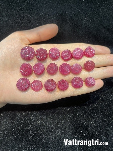 Mặt nhẫn - dây chuyền Khắc hoa hồng ngọc ruby vip