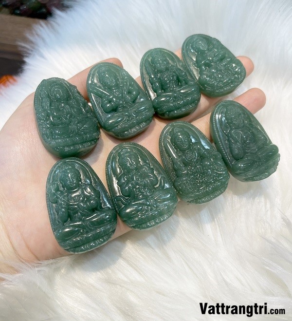 Mặt phật bản mệnh đá thạch anh xanh 51mm