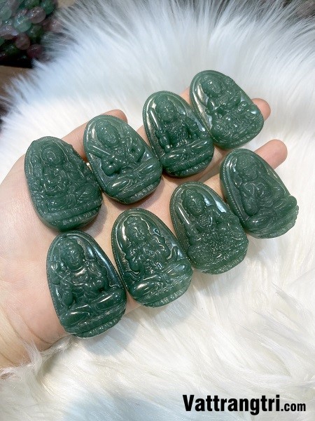 Mặt phật bản mệnh đá thạch anh xanh 51mm