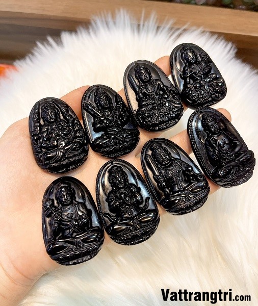 Mặt phật bản mệnh mã não đen 51mm