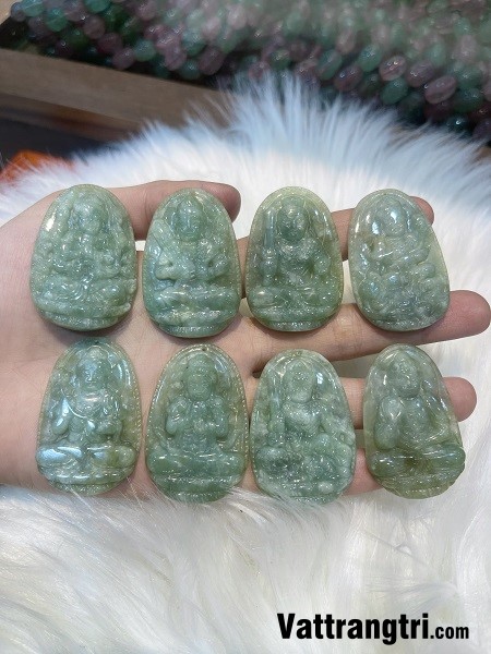 Mặt phật bản mệnh ngọc cẩm thạch xanh 51mm