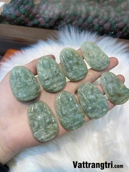 Mặt phật bản mệnh ngọc cẩm thạch xanh 51mm