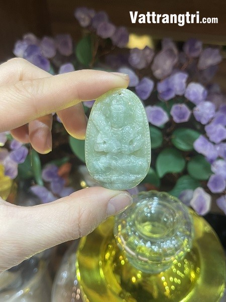 Mặt phật bản mệnh ngọc cẩm thạch xanh 51mm