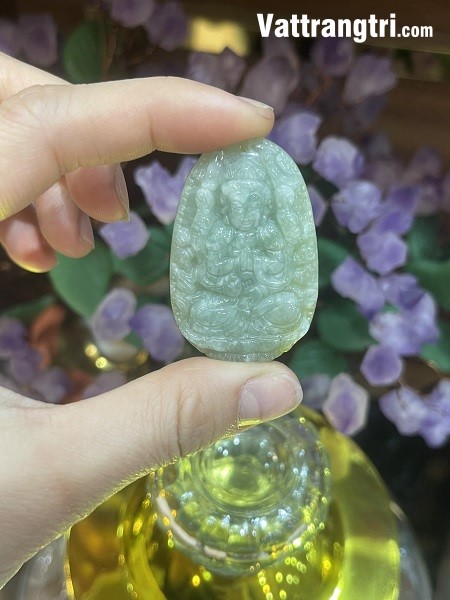 Mặt phật bản mệnh ngọc cẩm thạch xanh 51mm