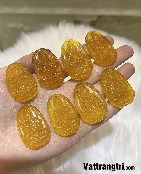 Mặt phật bản mệnh ngọc mã não vàng 36mm