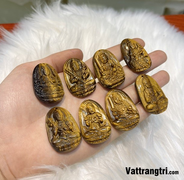 Mặt phật bản mệnh ngọc mắt hổ nhỏ 36mm