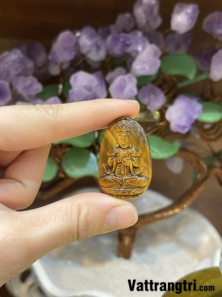 Mặt phật bản mệnh ngọc mắt hổ nhỏ 36mm