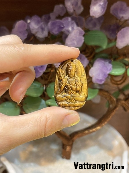 Mặt phật bản mệnh ngọc mắt hổ nhỏ 36mm