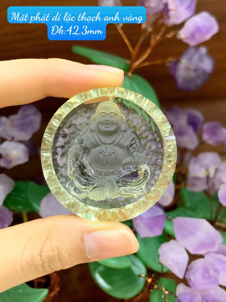 Mặt phật di lặc thạch anh vàng 42,3mm