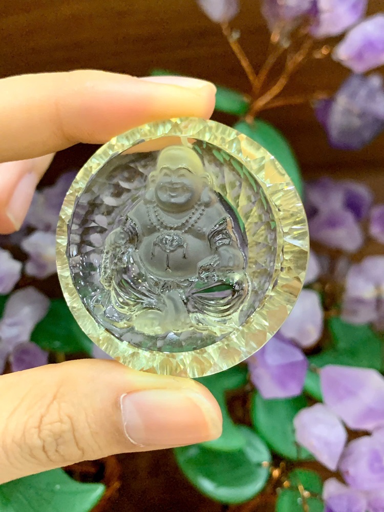 Mặt phật di lặc thạch anh vàng 42,3mm
