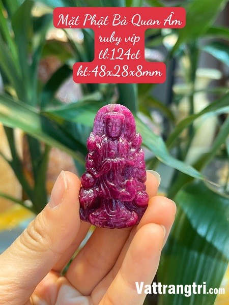 Mặt Phật Bà Quan Âm Ngọc Ruby vip 48mm