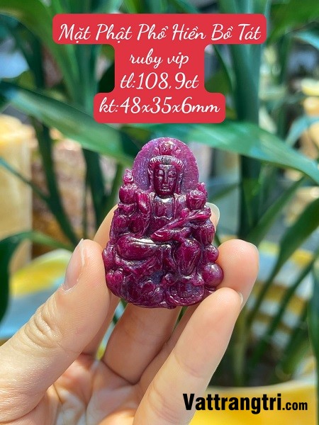 Mặt Phật Phổ Hiền Bồ Tát Ngọc Ruby vip 48mm