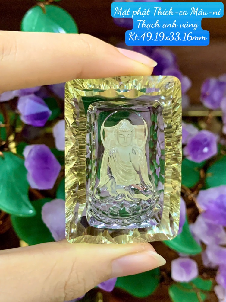 Mặt Phật Thích Ca Mâu Ni Thạch Anh Vàng 49,19x33,16mm