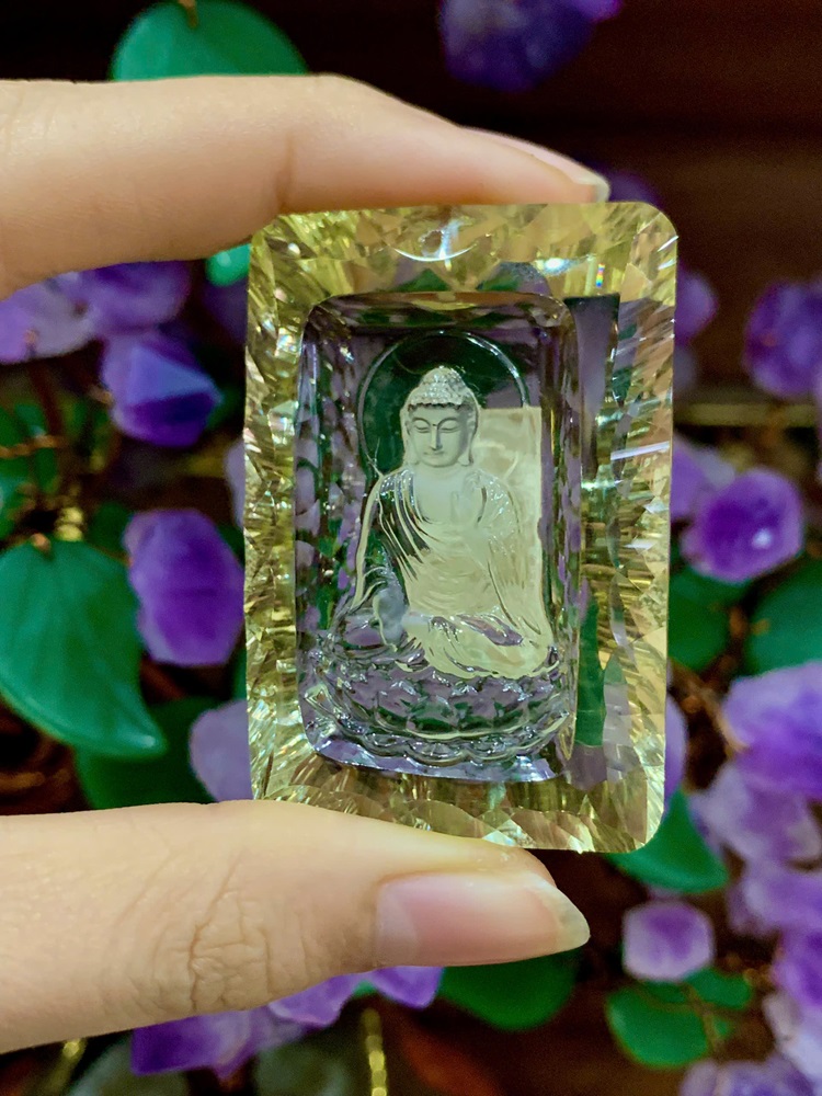 Mặt Phật Thích Ca Mâu Ni Thạch Anh Vàng 49,19x33,16mm