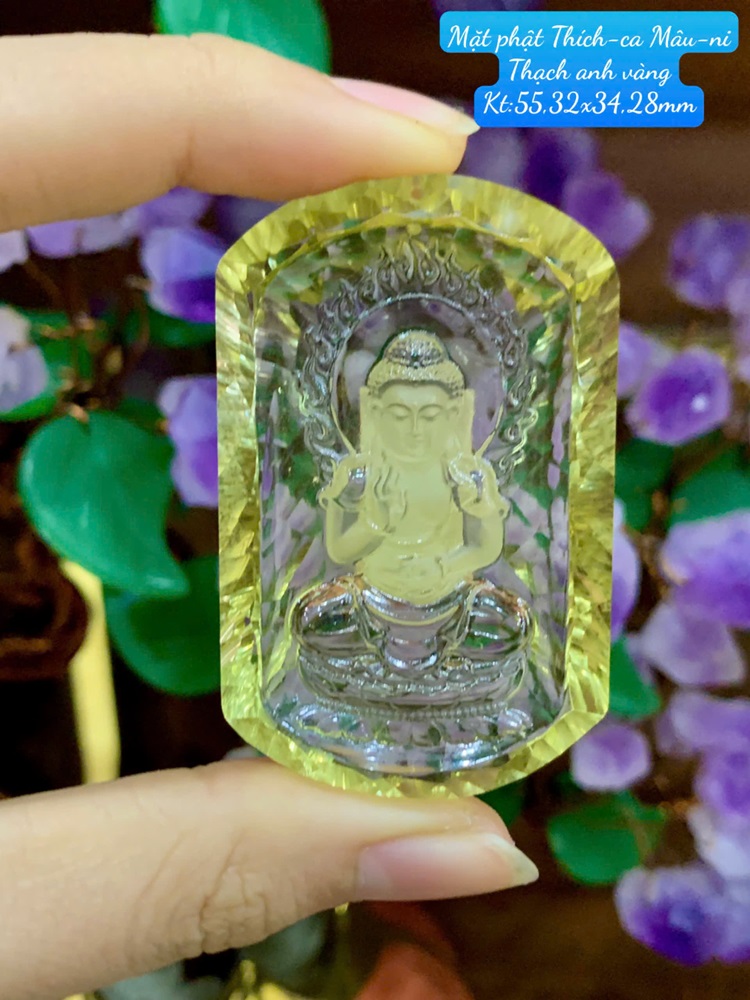 Mặt Phật Thích Ca Mâu Ni Thạch Anh Vàng 55,32x34,28mm