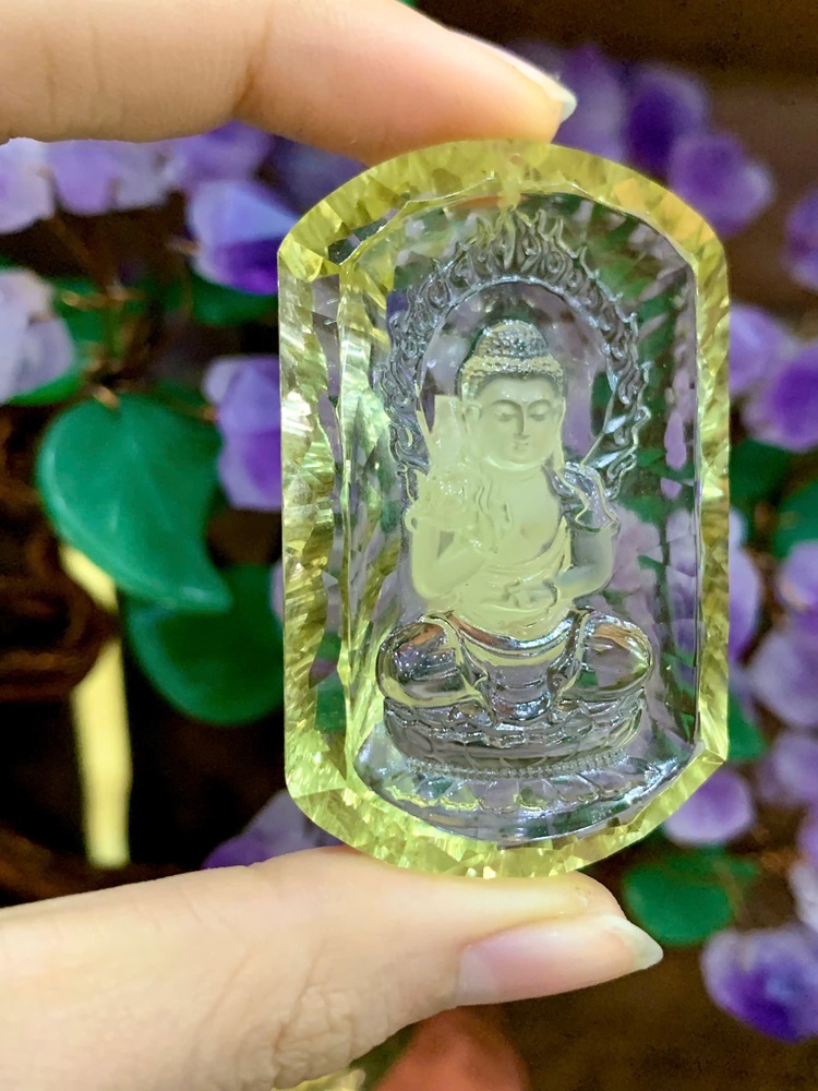 Mặt Phật Thích Ca Mâu Ni Thạch Anh Vàng 55,32x34,28mm