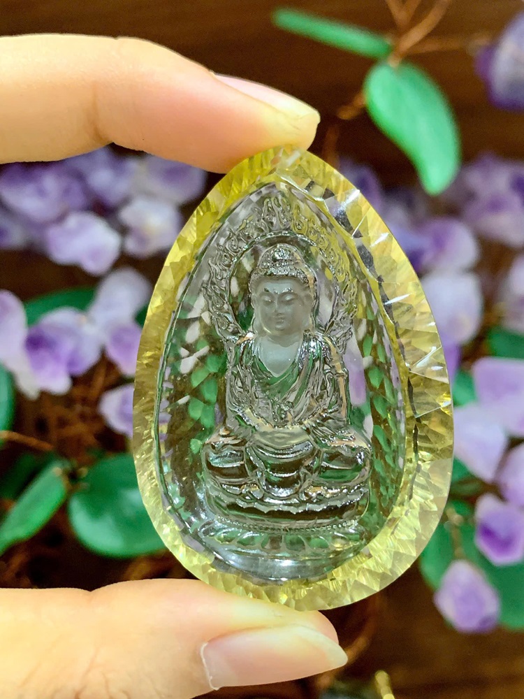 Mặt Phật Thích Ca Mâu Ni Thạch Anh Vàng