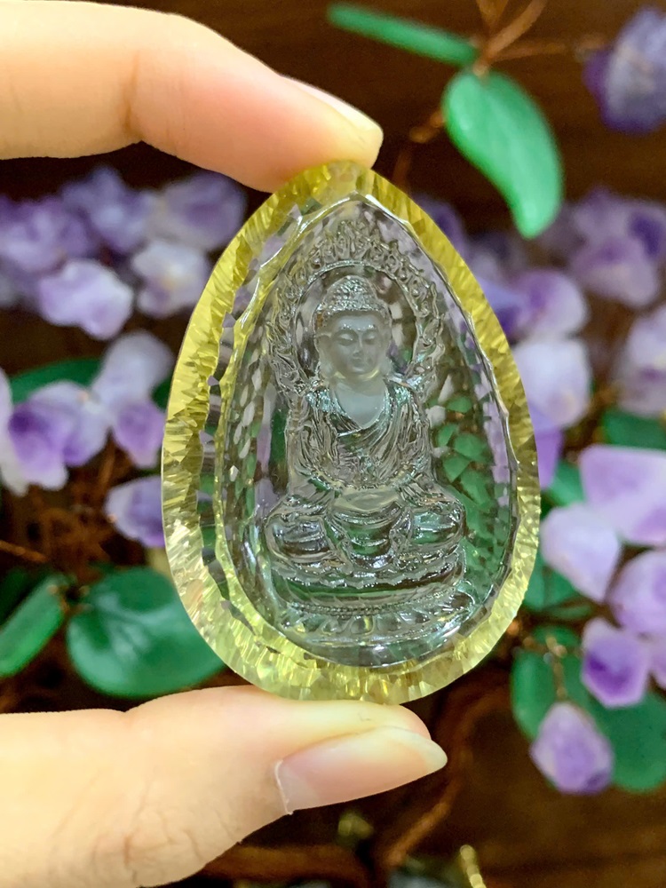 Mặt Phật Thích Ca Mâu Ni Thạch Anh Vàng