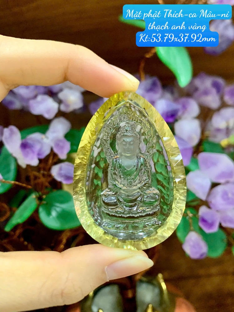 Mặt Phật Thích Ca Mâu Ni Thạch Anh Vàng
