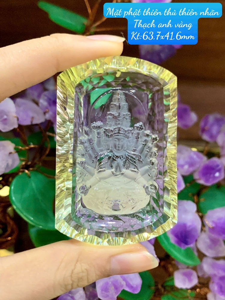 Mặt Phật Thiên Thủ Thiên Nhãn Thạch Anh Vàng 63,7x41,6mm