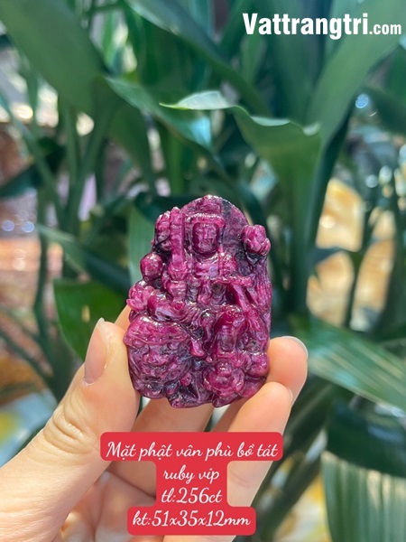 Mặt phật vân phù bồ tát Ngọc Ruby 51mm