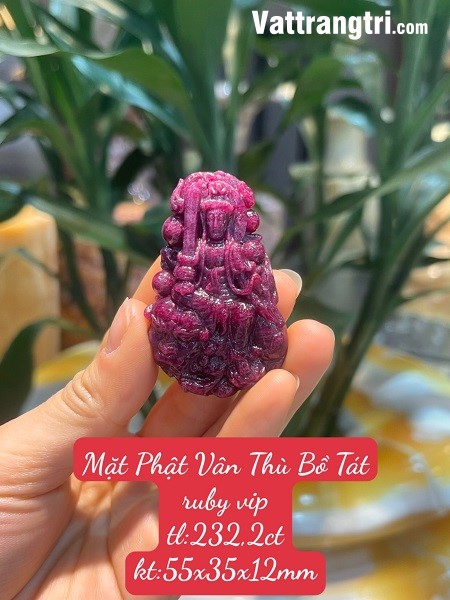 Mặt Phật Vân Thù Bồ Tát đá quý ruby vip 55mm