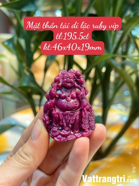 Mặt thần tài di lặc đá quý Ruby vip