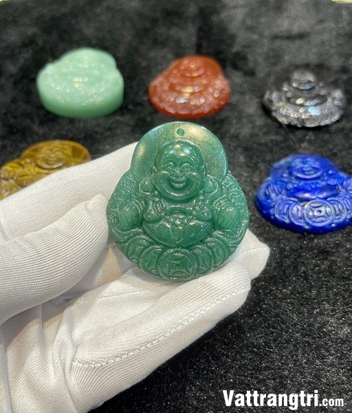 Mặt thần tài di lặc đá quý thạch anh , mã não , mắt hổ , thiên thanh