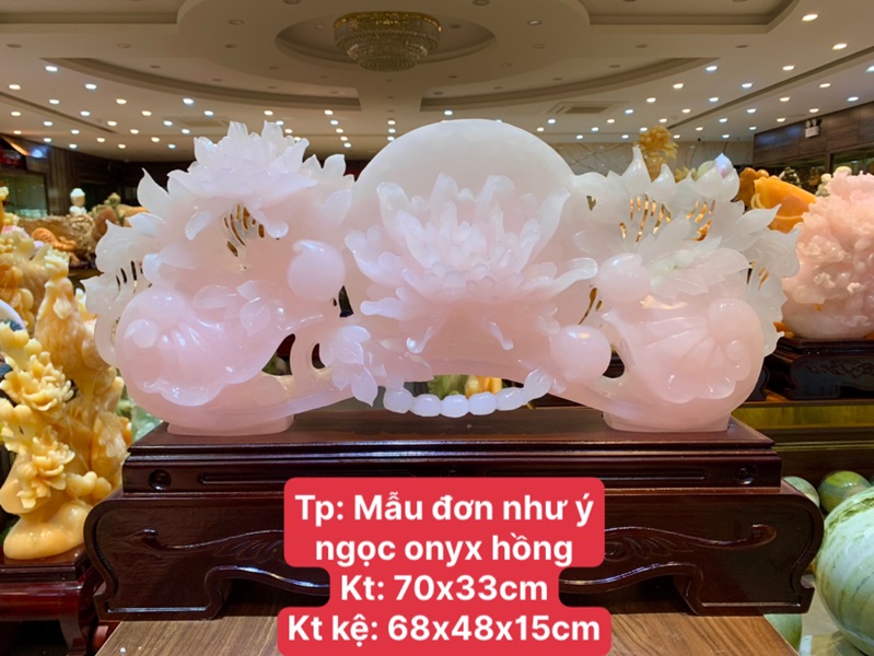 Hoa Mẫu Đơn Như Ý Ngọc Onyx Hồng 68cm