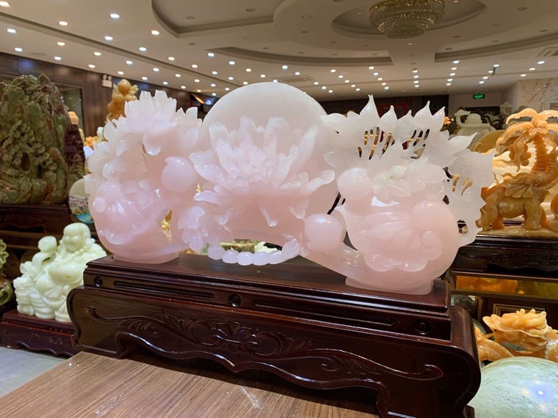 Hoa Mẫu Đơn Như Ý Ngọc Onyx Hồng 68cm