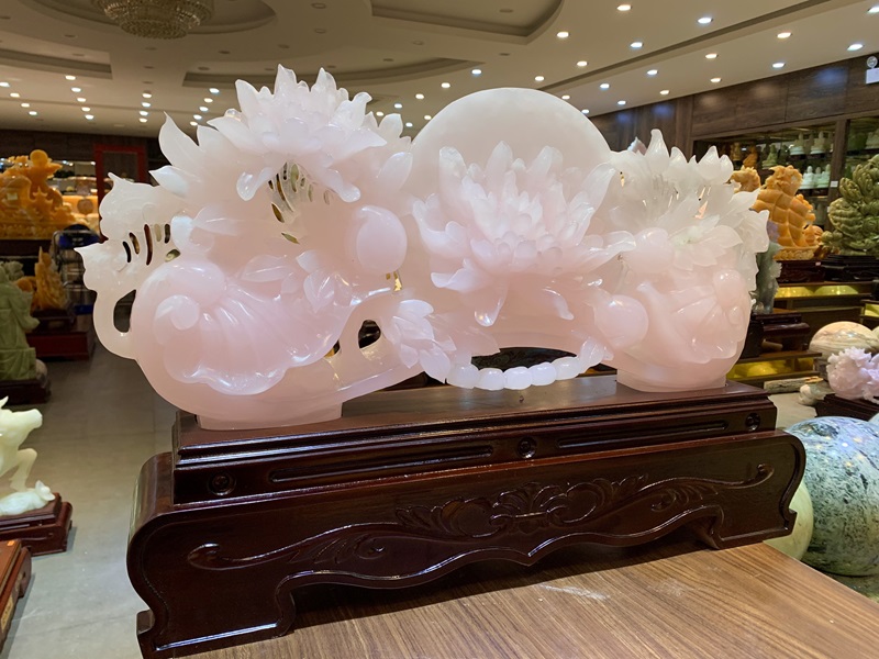 Hoa Mẫu Đơn Như Ý Ngọc Onyx Hồng 68cm