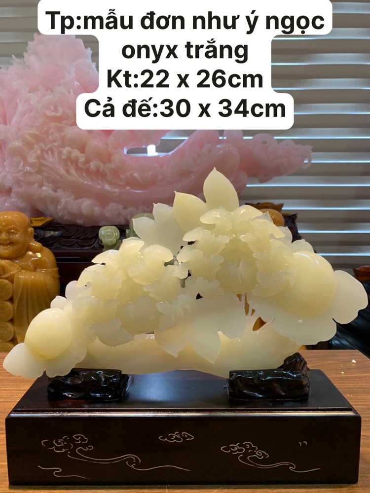 Mẫu đơn như ý ngọc onyx trắng