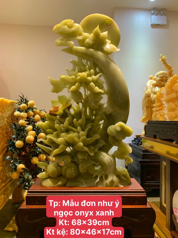 Mẫu Đơn Như Ý Ngọc Onyx Xanh 68cm