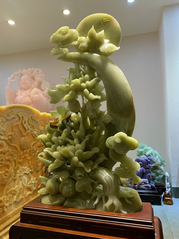 Mẫu Đơn Như Ý Ngọc Onyx Xanh 68cm