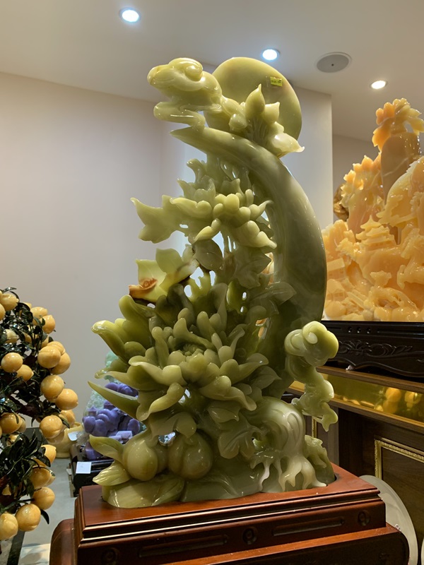 Mẫu Đơn Như Ý Ngọc Onyx Xanh 68cm