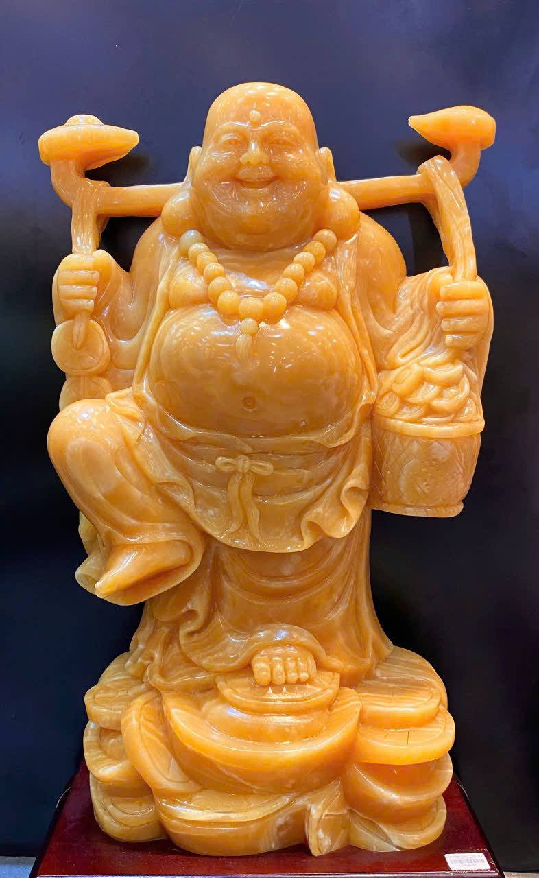 Ngài di lặc gánh tiền vàng ngọc hoàng long 90cm